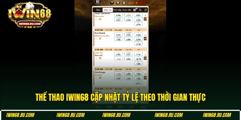 Sảnh luôn cập nhật tỷ lệ theo thời gian thực